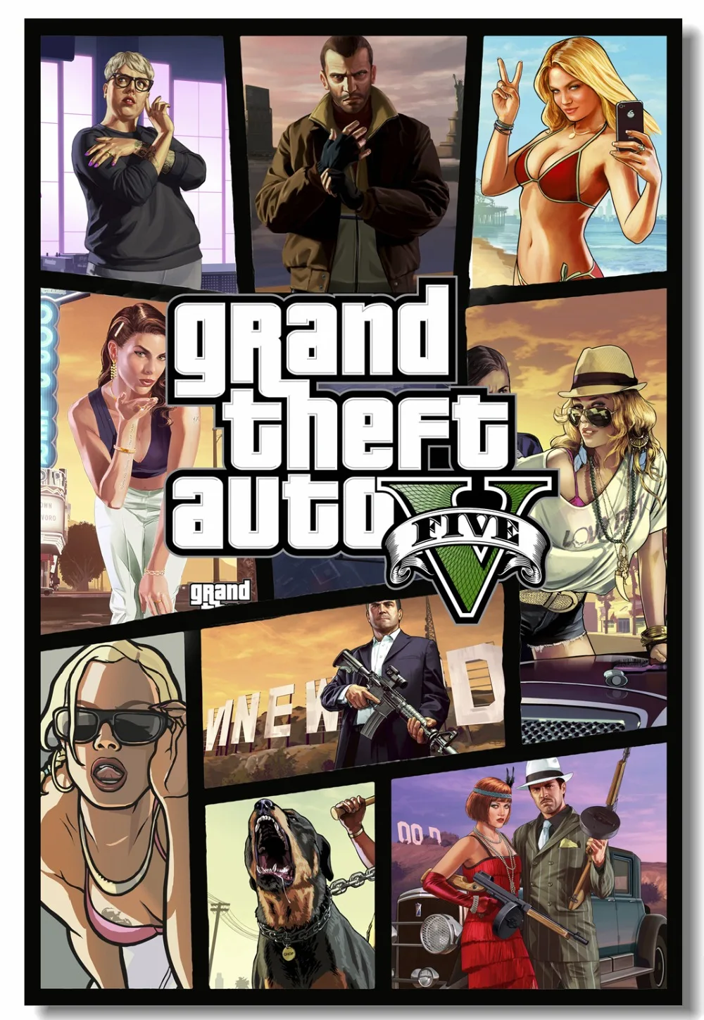 Изготовленный на заказ Печать холсте Wall Art Grand Theft Auto V плакат видео игры GTA 5 для