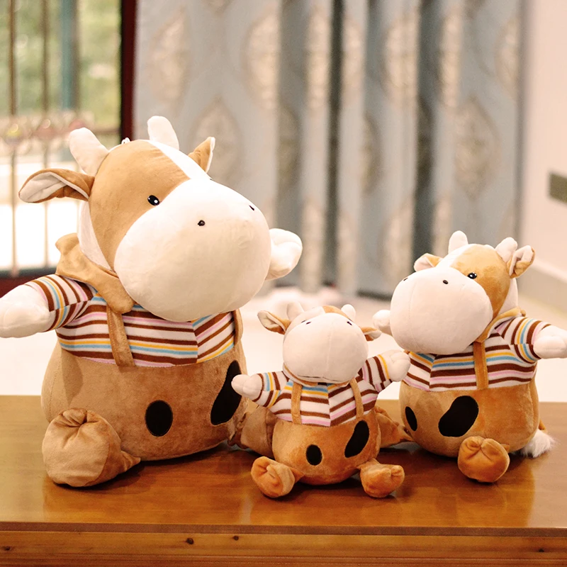 

Suspenders trouser design cartoon dairy cow plush toy doll soft throw pillow birthday gift b0424