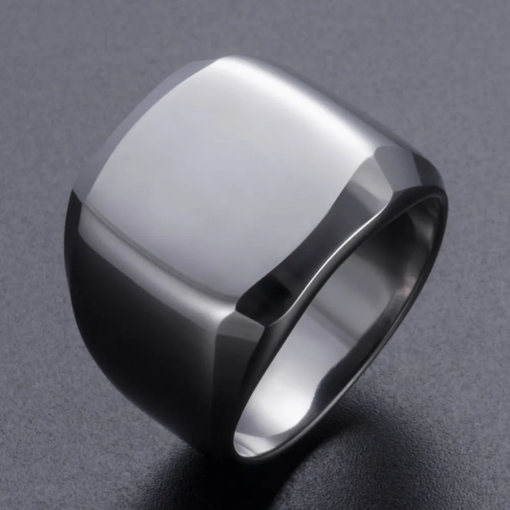 Винтажные панк-рок серебряные глянцевые Квадратные Кольца мужские вольфрамовые