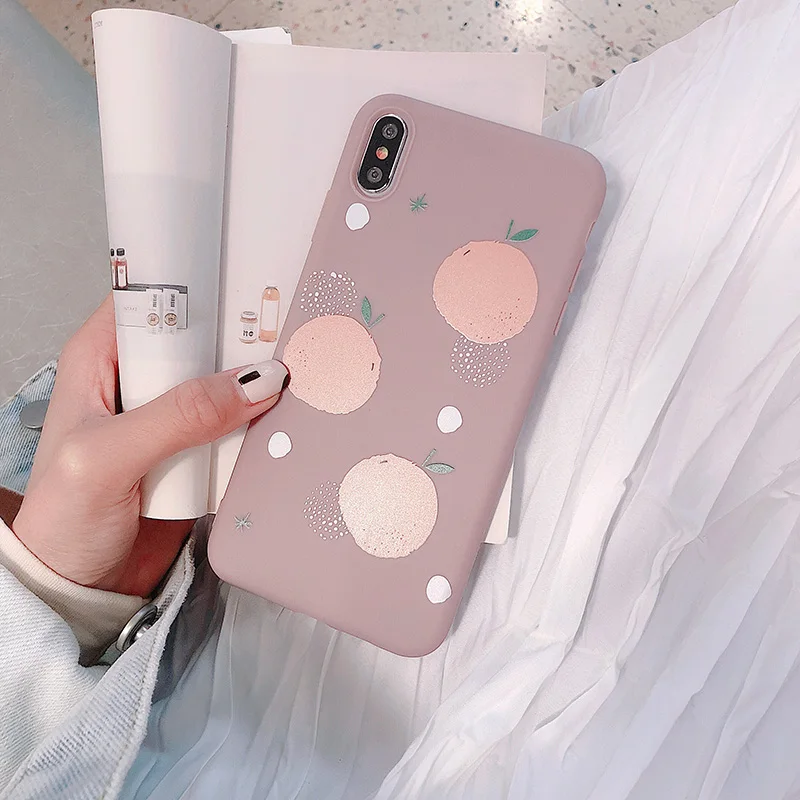 Роскошный свежий персиковый оранжевый чехол с узором для iPhone 6 6S 7 8 Plus телефона XR X