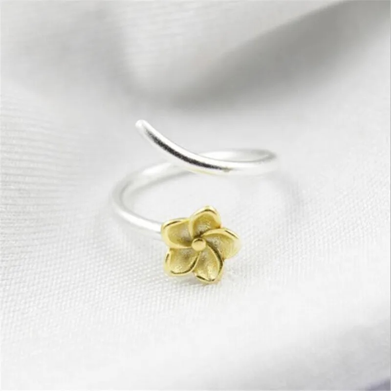 LULU-PIG 925 Silver Classicfashion Bauhinia Open Ring Split Color Electroplated Bloom R0087 | Украшения и аксессуары