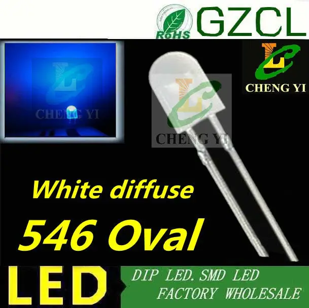 Овальный синий светодиод хорошего качества 5 мм нм рассеянный без пробки x 4 6 (CE &