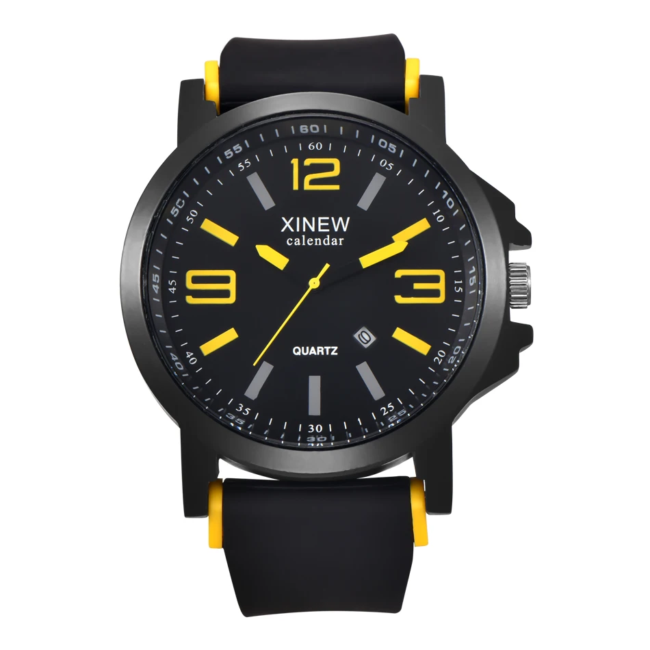 Montre Homme Marque Роскошные мужские часы супер мягкие резиновые с датой календарем