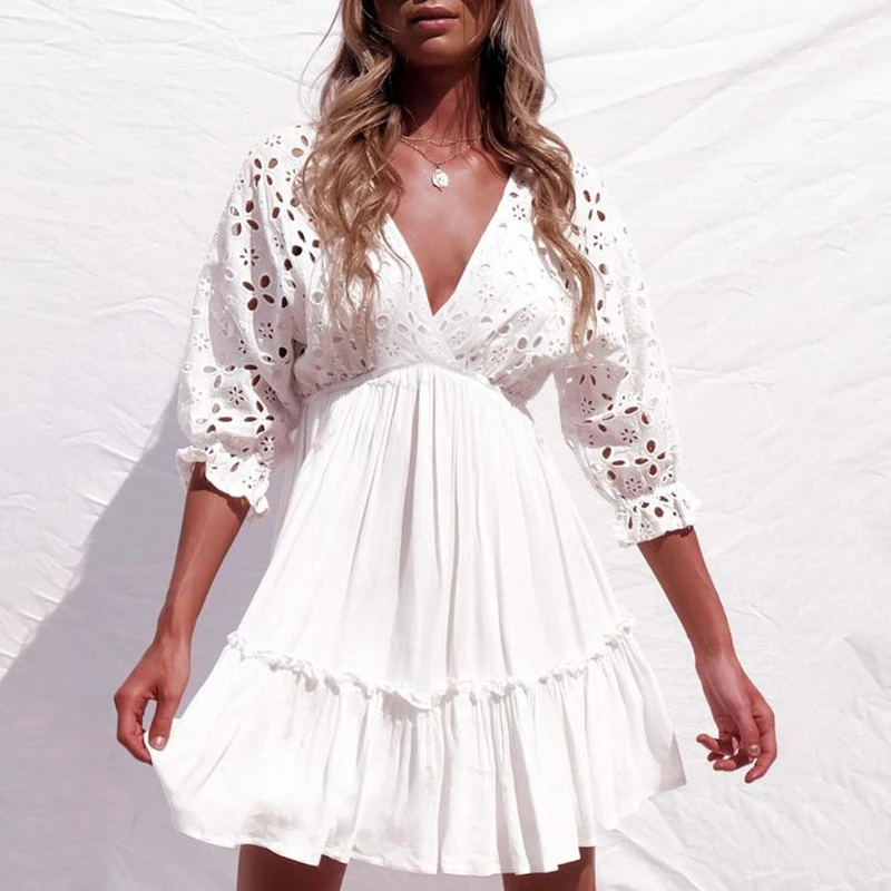 In X вышивка сексуальное пляжное платье женское лето 2019 cover up Ruffle купальник