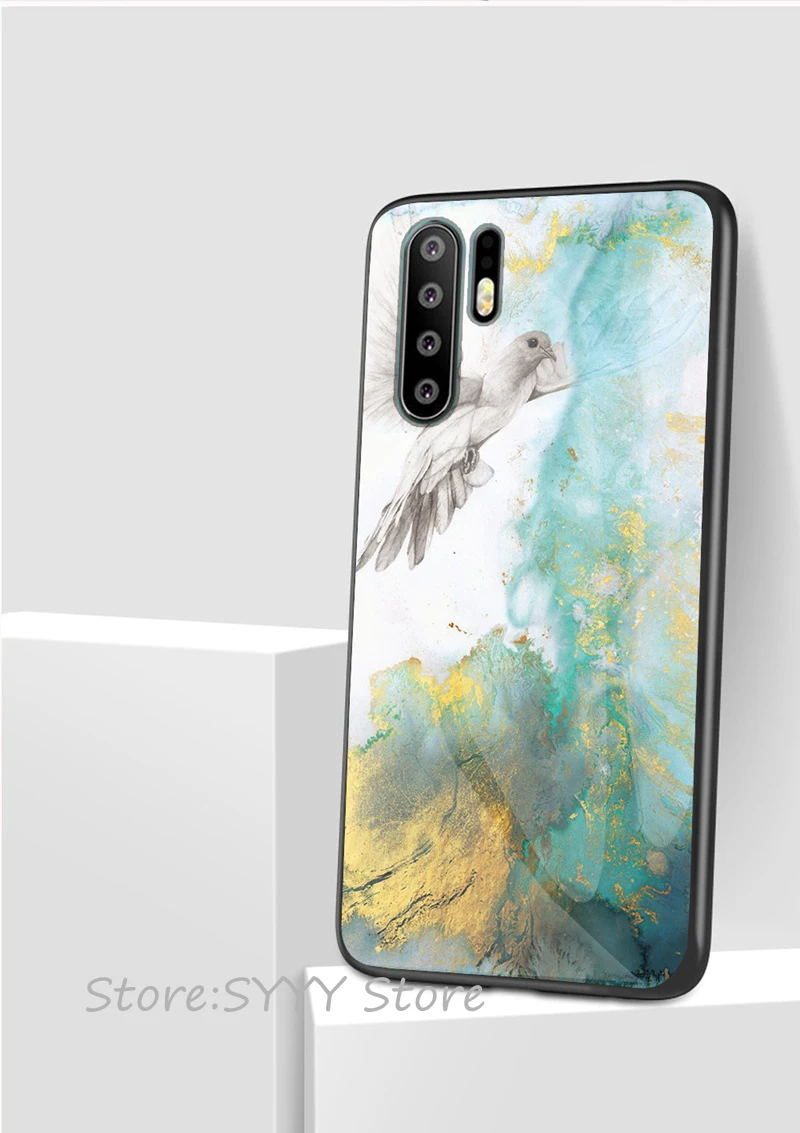 Чехол из мраморного стекла для huawei mate 20 lite P20 P30 Pro P20 lite p30 p10 mate 10 lite Honor 8X Play Nova 3 4 закаленное стекло