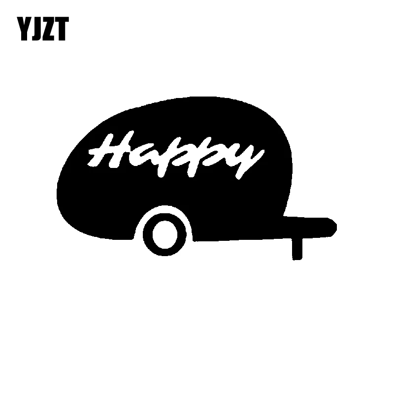 

YJZT 16.2CM*9.5CM Cartoon Happy Camper Motorcycle Vinyl Car Sticker Decals Black/Silver C11-1342
