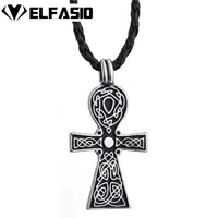 mens boys egyptian ankh cross symbol pendant with black necklace wholesale jewelry lp259