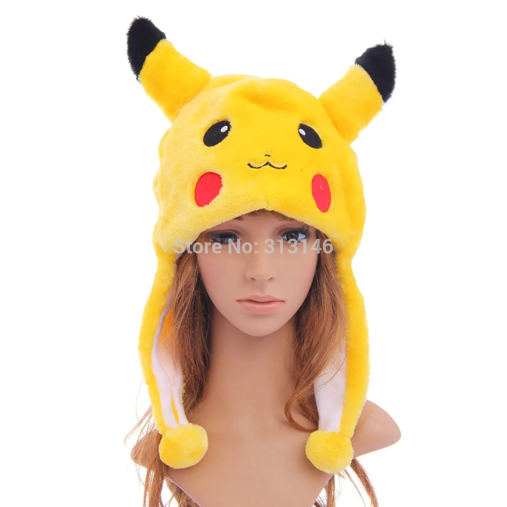 Pikachu Мягкая Плюшевая пушистая теплая шапочка-бини с рисунками животных из мультфильмов, зимний пушистый маскарадный костюм для взрослых, женщин, мужчин, детей, мальчиков и девочек - Цвет: Pikachu