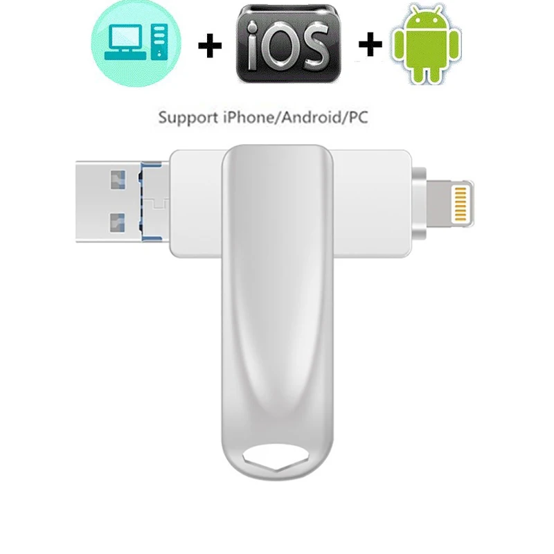 3 в 1 карта памяти usb 3,0 Металлический usb флэш-накопитель 128 ГБ U диск ключ Флешка 64 ГБ 32 ГБ 16 ГБ 8 ГБ флеш-накопитель для iPhone+ micro+ USB