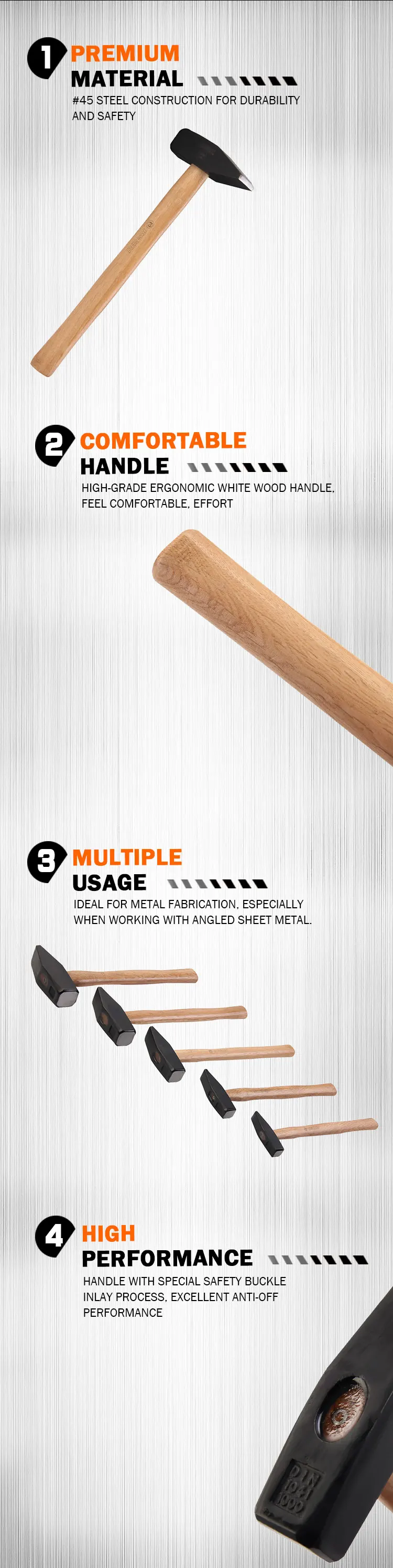 KSEIBI инженеры машинист Blacksmith Strike Club деревянная ручка молотка 300-2000 г