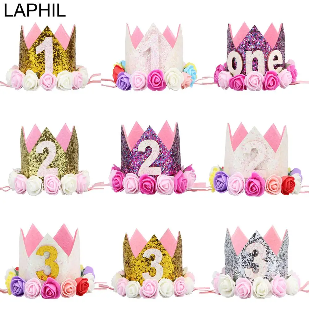 LAPHIL My First Birthday Party шапка с золотым и серебряным цветком корона днем 2 день рождения