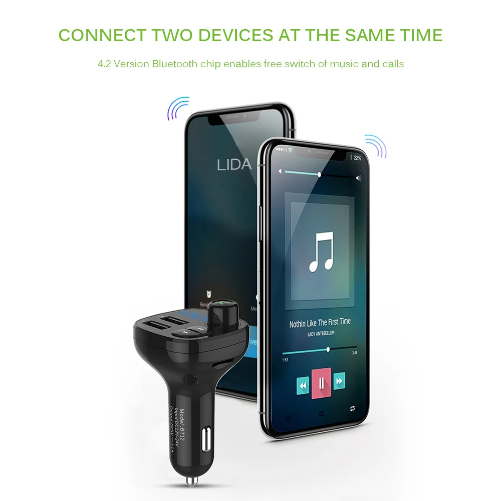 Bluetooth FM передатчик 5V 3.1A USB зарядное устройство Aux модулятор Автомобильный