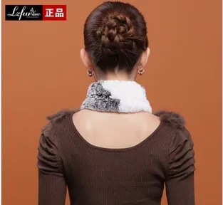 (TopFurMall) женские модные настоящие вязаные шарфы из меха кролика рекс с цветочным