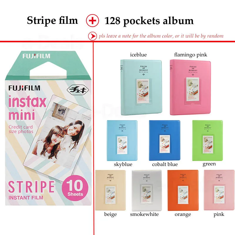 Пленка Fujifilm Instax Mini в полоску 10 листов для 9 8 + 7s 70 90 25 мгновенная полироидная камера