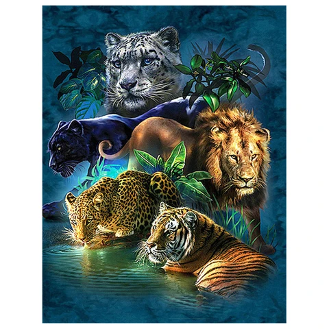 Полный квадратный алмаз 5D DIY Алмазная картина "Тигр, лев, леопард" 3D вышивка крестиком Горный хрусталь живопись Декор