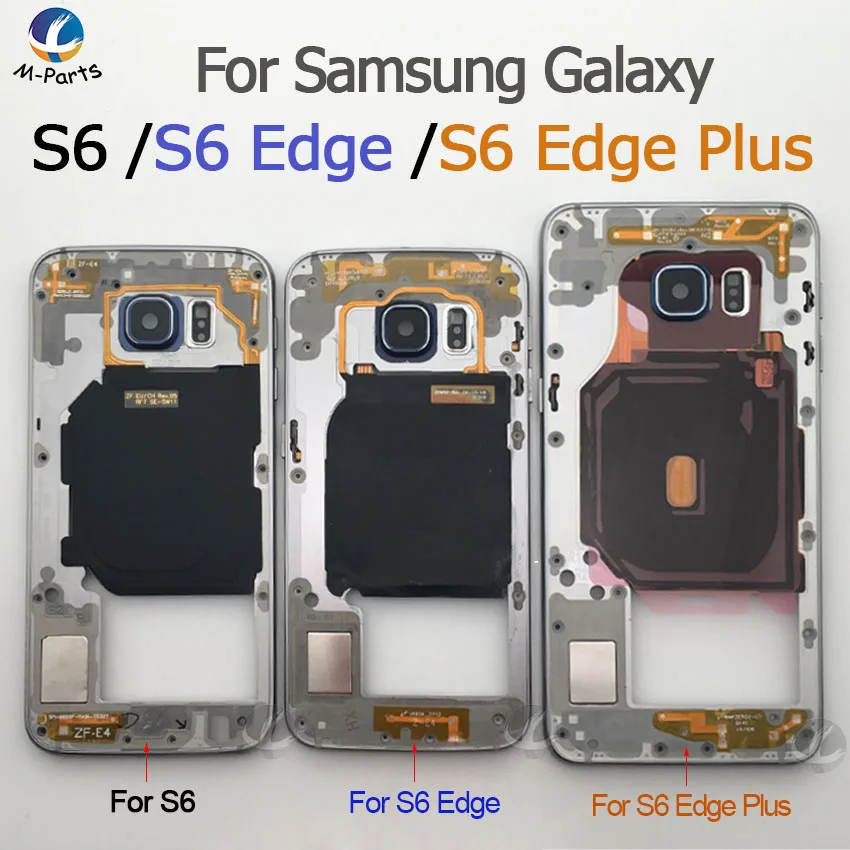 Оригинальная средняя рамка Шасси пластина рамка для samsung Galaxy S6 G920F S6 edge G925F S6 edge plus G928F задний корпус+ NFC+ часть
