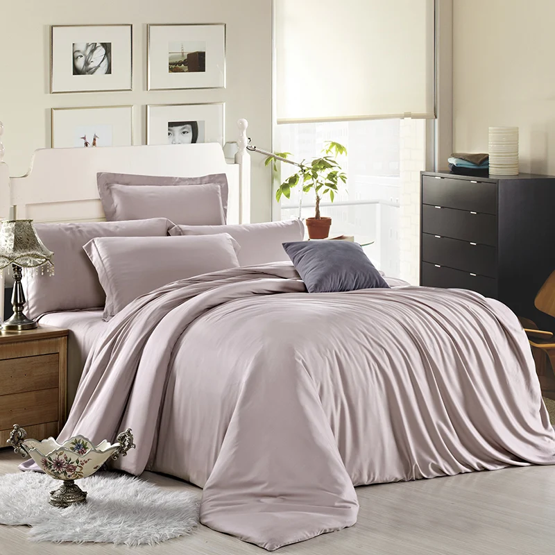 

New luxury bedding set queen king size 60S Tencel silk bed set 4pcs Solid duvet cover bed sheet sets white black blue pink