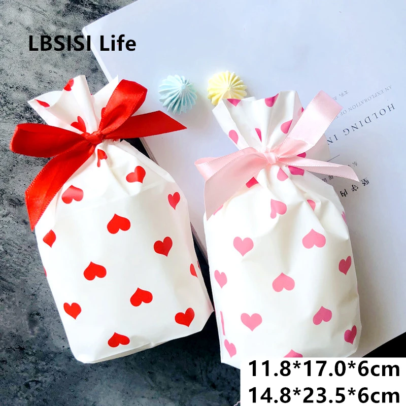 Пакеты для конфет LBSISI Life 50 шт. в виде красного розового сердца пластиковые пакеты