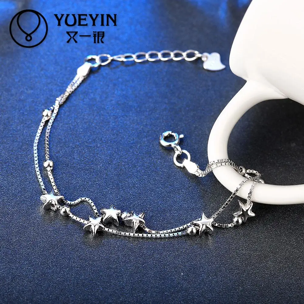 H057 silver fashion bracelets plated jewelry wedding for women charm chain | Украшения и аксессуары