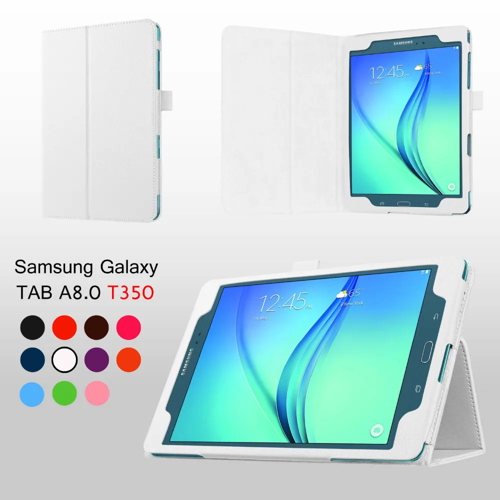 Кожаный чехол книжка Litchi с подставкой для Samsung Galaxy Tab A 8 0 T350 T355/1 T355C Φ P355 P350 Чехол +