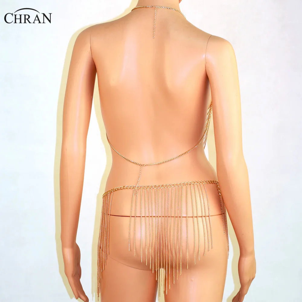 Chran экзотический лифчик Raveoutfit нижнее белье платье с кисточками упряжь раба боди юбка на завязку живот Талия EDM праздничная одежда ювелирные изделия BCJ204