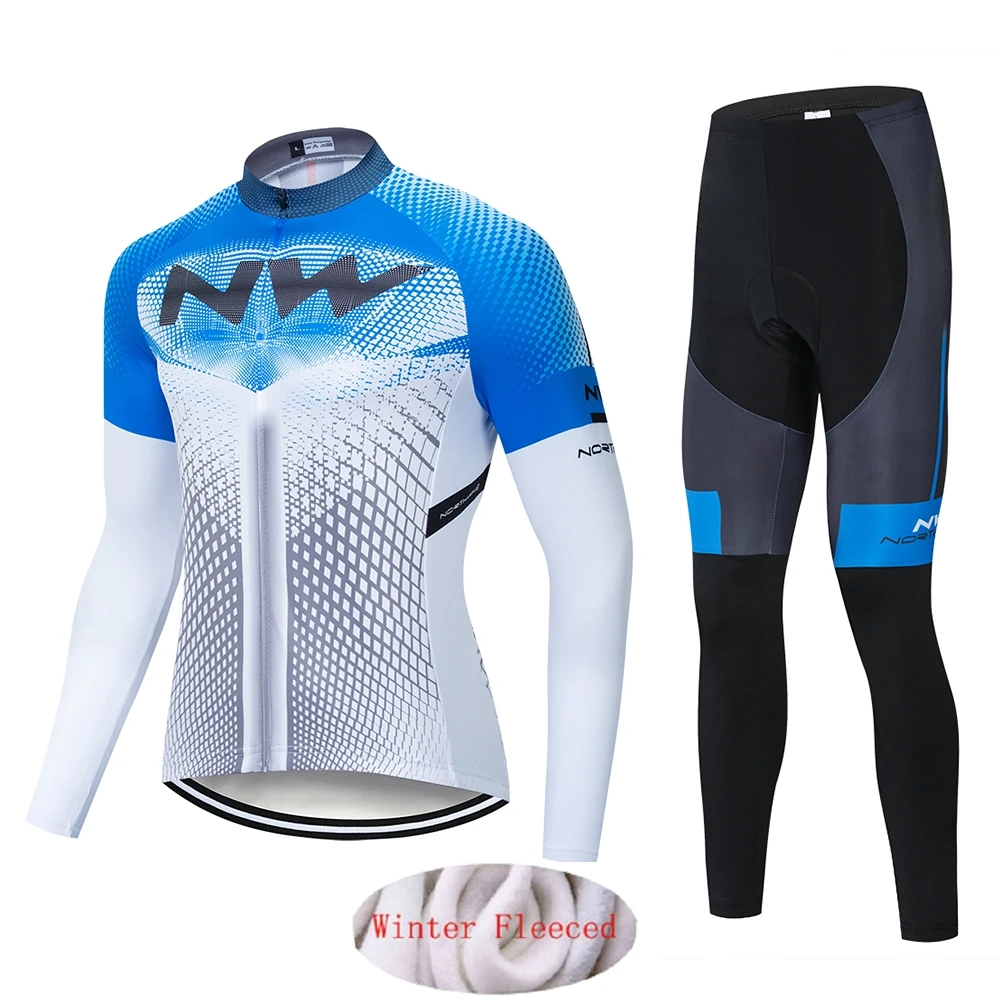 Pic Color Northwave Профессиональный командный костюм для мужчин зимний с длинным рукавом ветрозащитный теплый флисовый комплект одежды для велоспорта куртка брюки - Цвет: Pic Color