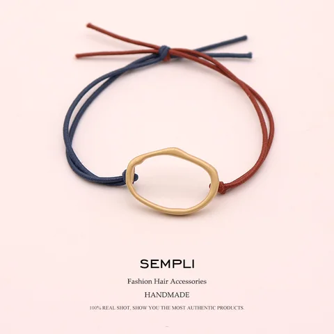 Эластичная нейлоновая повязка для волос Sempli для женщин, золотистая Геометрическая повязка для волос из сплава, Детские аксессуары для волос в Корейском стиле