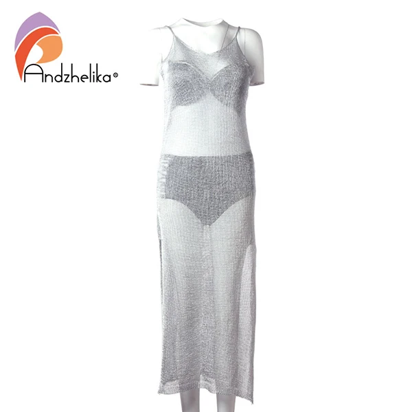 Andzhelika bikini пляжное платье с люрексом AK1921 - Цвет: Silver