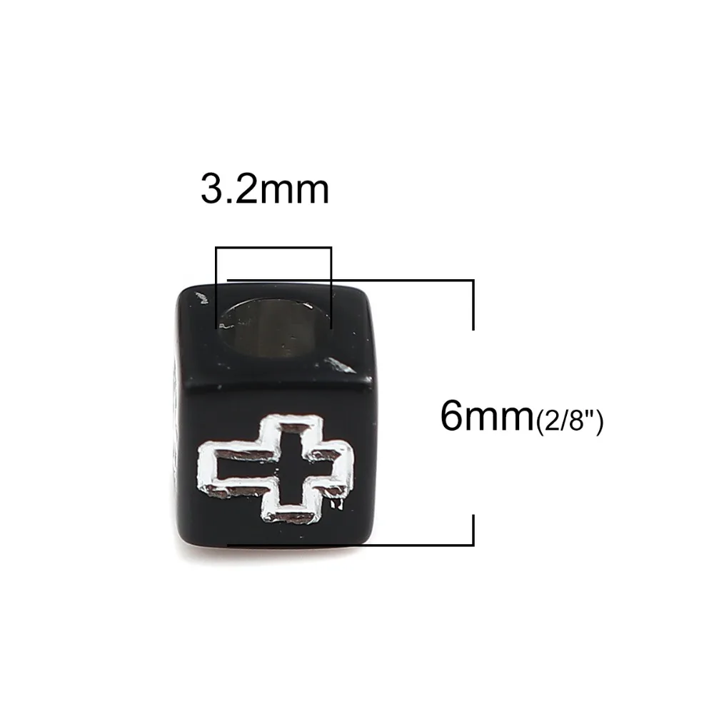 DoreenBeads Acrylic Beads Square White Black Colorful Cross Pattern DIY Findings About 6mm x Hole: Approx 3.2mm 500 PCs | Украшения и
