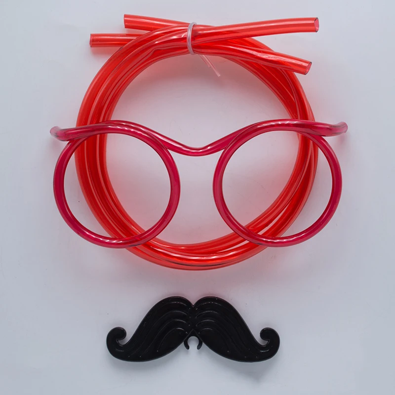 Fun Soft Plastic Straw Toys for Children Funny Glasses Moustache Party decoration tools Baby shower Birthday Toy | Дом и сад