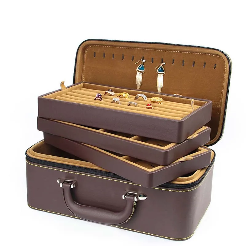 

Jewelry Box Jewelry Suitcase With Crate Box Jewelry Display Storage Organizer Holder Case