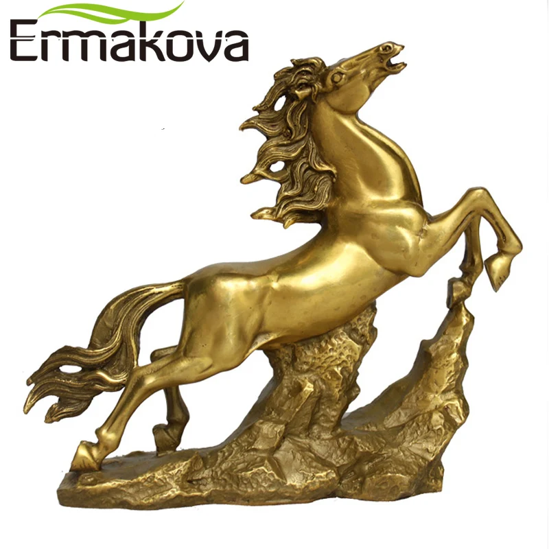 ERMAKOVA 16 5 см (6 &quot) высота золотой латуни бегущего коня статуя фэншуй животных