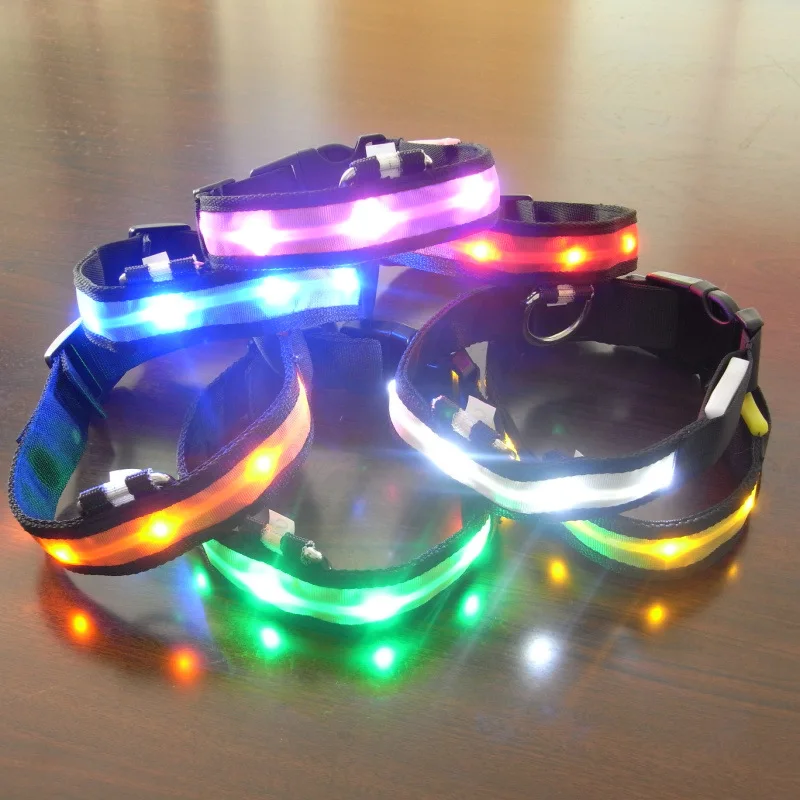 LED Nylon Pet Dog Collar Night Safety Light-up Flashing Glow In The Dark Electric Pets Cat 7 Color Wholesale | Дом и сад