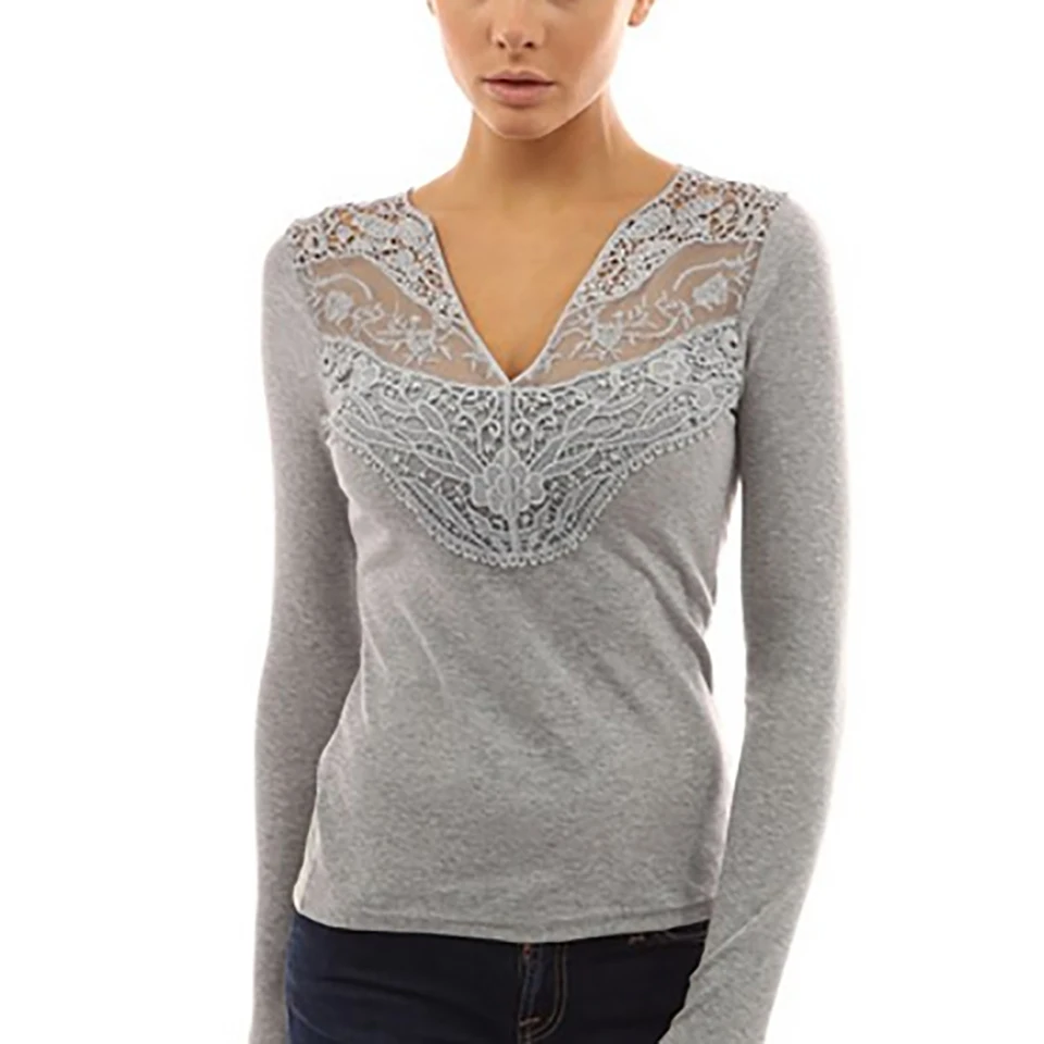 Модные женские туфли рубашка с длинным рукавом v-образным вырезом Повседневное