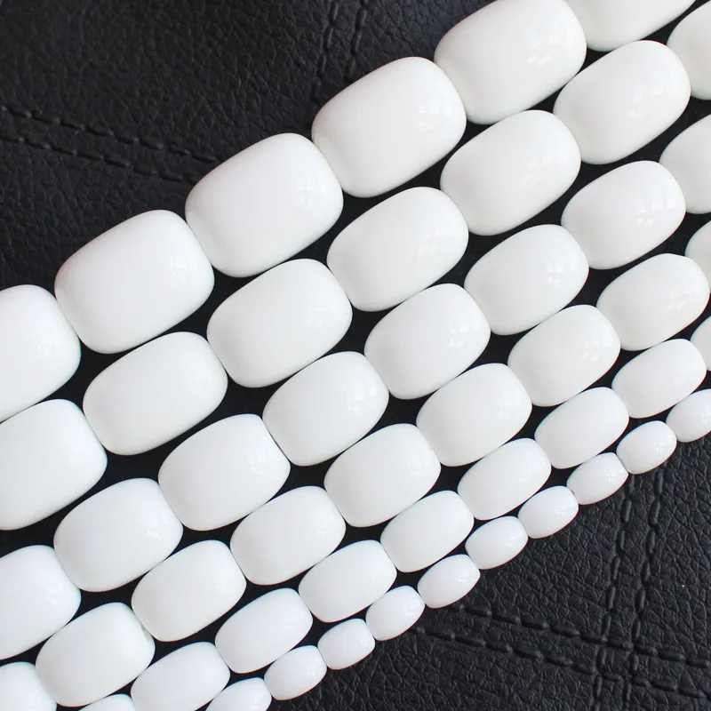Гладкие белые фарфоровые Агаты в форме барабана бусины 15 дюймов на нить |