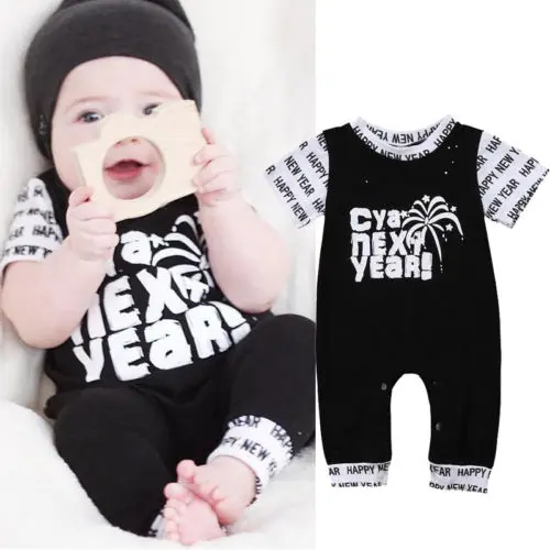 2018 Summer Baby Romper Cotton Kid Boy Girl Happy New Year Short Sleeve Sunsuit Jumpsuit Outfits Clothes | Детская одежда и обувь
