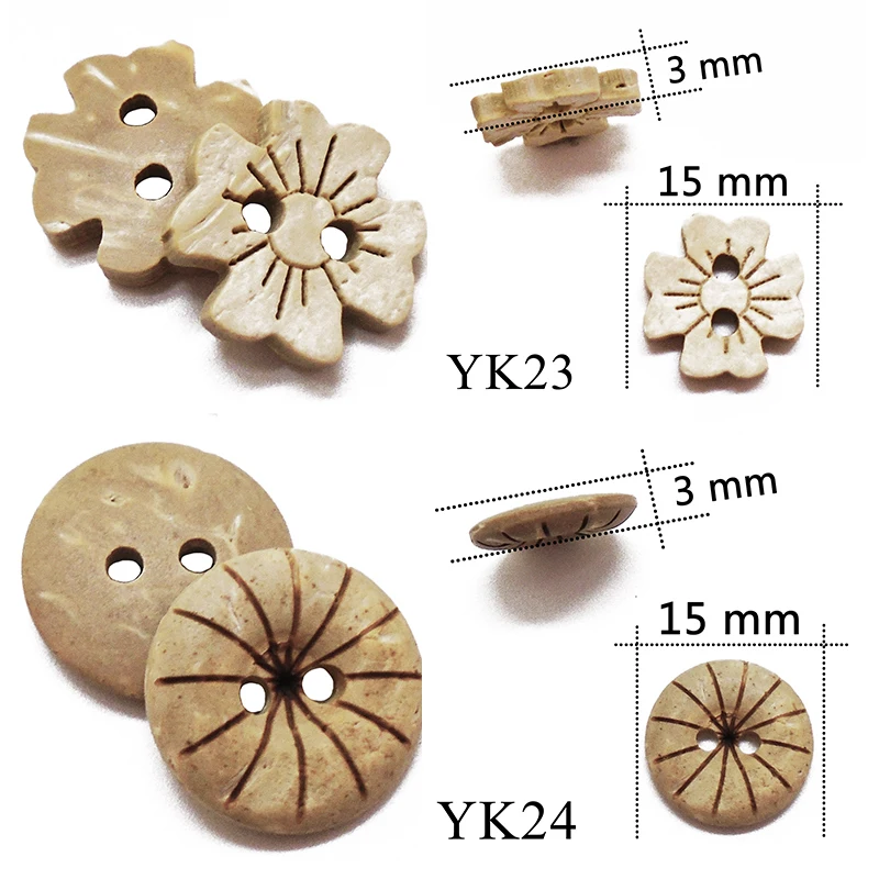 

Wholesale 1000PCs Natural Color Round Laser Coconut Shell Buttons 13mm 15mm Crafts Sewing Scrapbooking For Kids Clothes Handmade