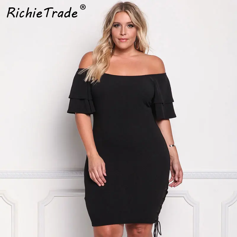 RICHIETRADE однотонное летнее платье с вырезом лодочкой мини открытыми плечами