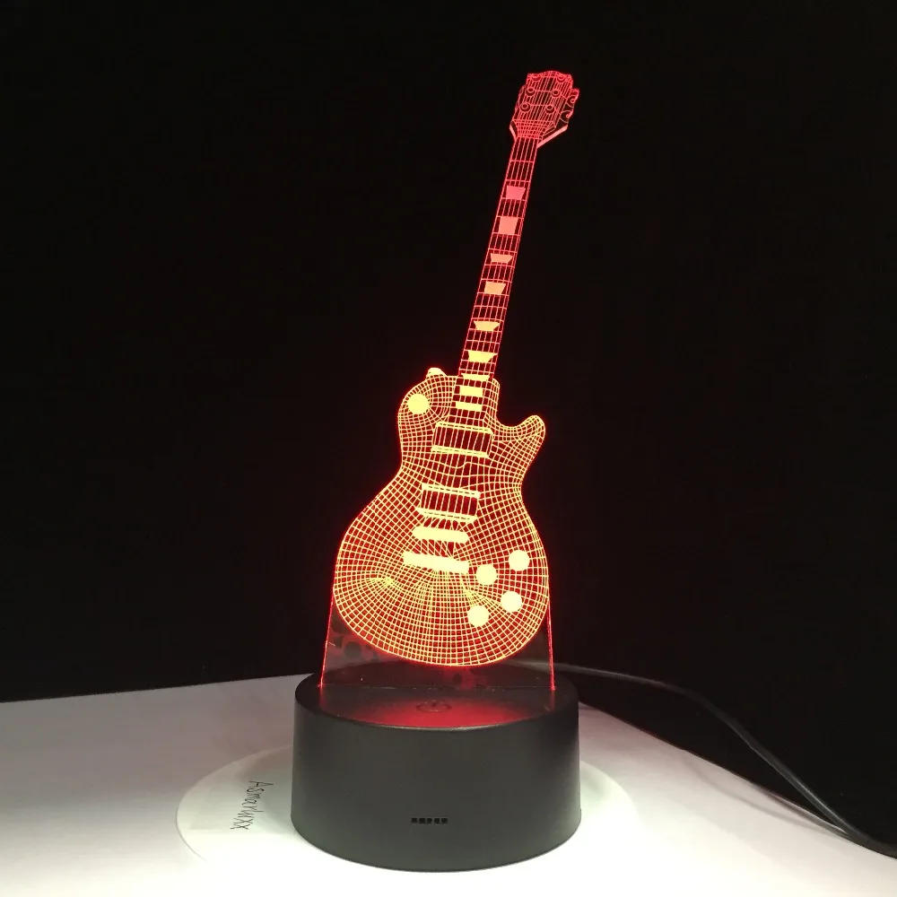 3D Электрогитары светильник светодиодный 7 Красочные USB LED Настольная лампа
