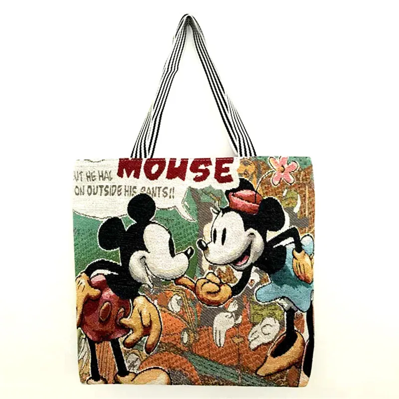 Disney Mickey Mouse Cartoon Большая вместительная Холщовая Сумка через плечо женская сумка