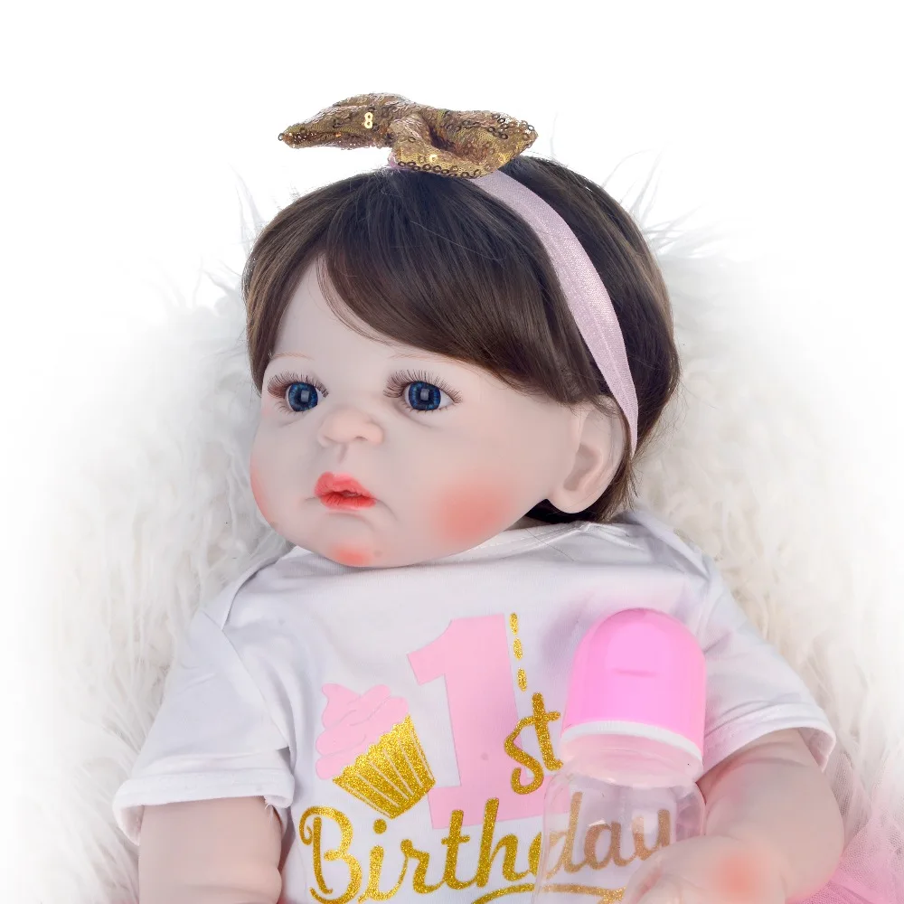 KEIUMI прекрасный 23 дюймов Reborn Baby Girl полный Силиконовый боди Кукла Реалистичная как