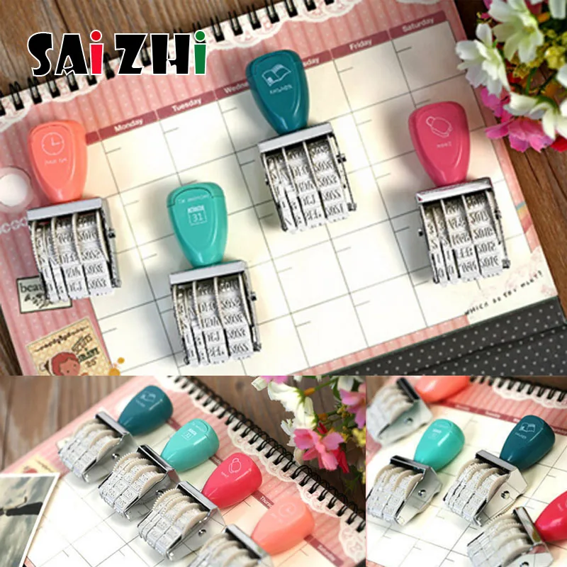 Saizhi 1 шт. DIY винтажный пластиковый роликовый штамп месяц дата колесо штампы