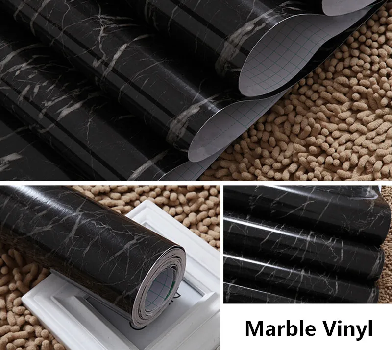 SUNICE Черная Гранитная мраморная виниловая глянцевая пленка мебель для кухни