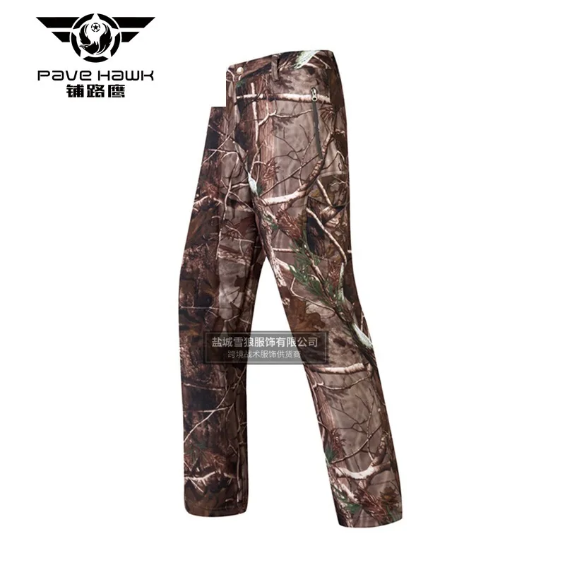 Bionic camouflage Горячая Акула мягкая оболочка тактические брюки для мужчин и женщин Открытый Кемпинг Пешие Прогулки альпинистские армейские военные охотничьи рыболовные мужские брюки - Цвет: Bionic camouflage