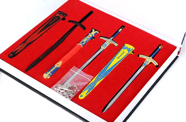 6 шт./компл. аниме Fate Stay Night Saber Косплей мечи с ножом оружие коллекционные брелки
