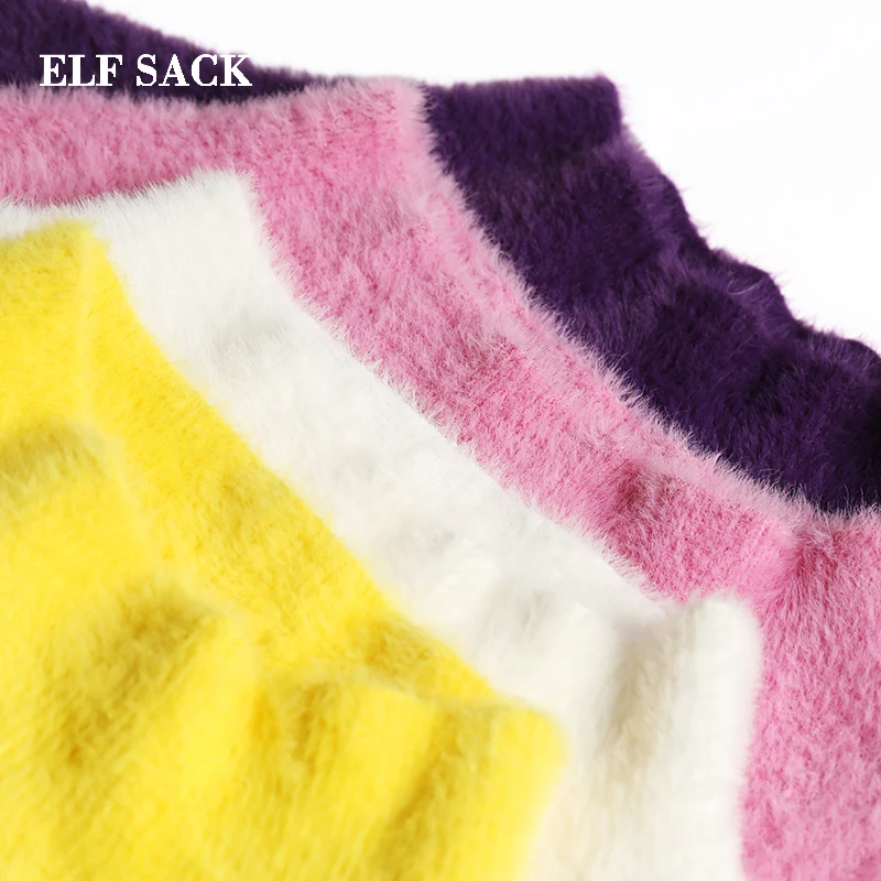 ELFSACK Winter Woman Sweater New Casual Turtleneck Full Women Pullovers Solid Loose Stylish Femme Sweaters Warm Oversized Tops | Женская