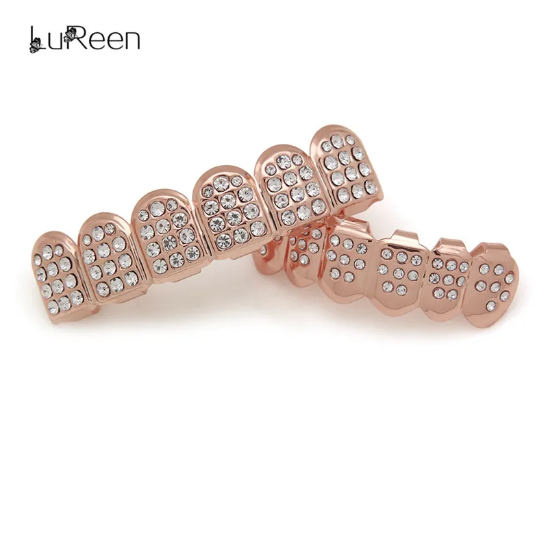 LuReen Красочные зубы Grillz верхние и нижние CZ грили стоматологические хип-хоп вампирские зубы шапки гриль рот украшения для тела Вечерние