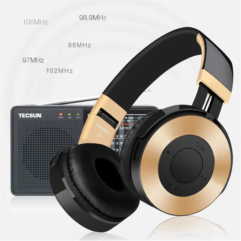 Bluetooth Headphone Headset Gold Wireless Sport with Microphone for iPhone Stereo Portable Headphones | Электроника