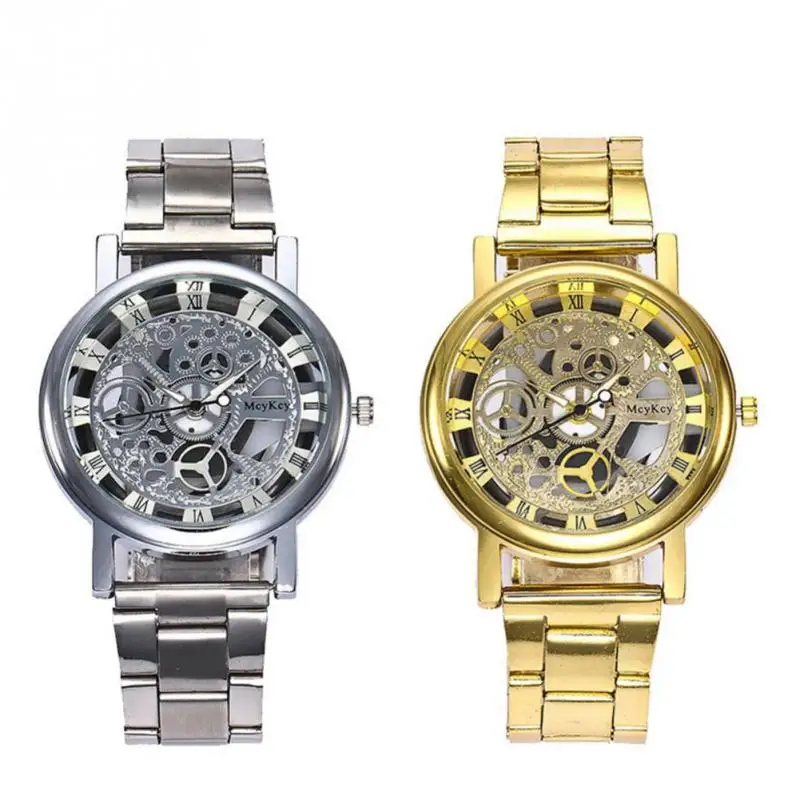Роскошные часы со скелетом мужские модные золотые наручные relogio masculino reloj hombre erkek