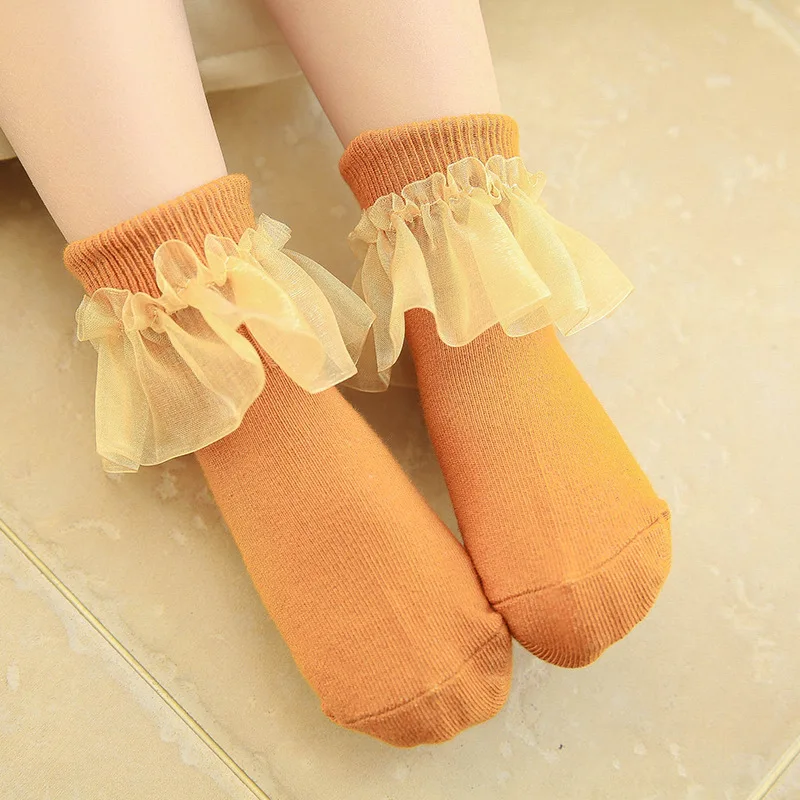 3 пар/лот Носки для новорожденных мальчиков и девочек одноцветное Цвет Кружево